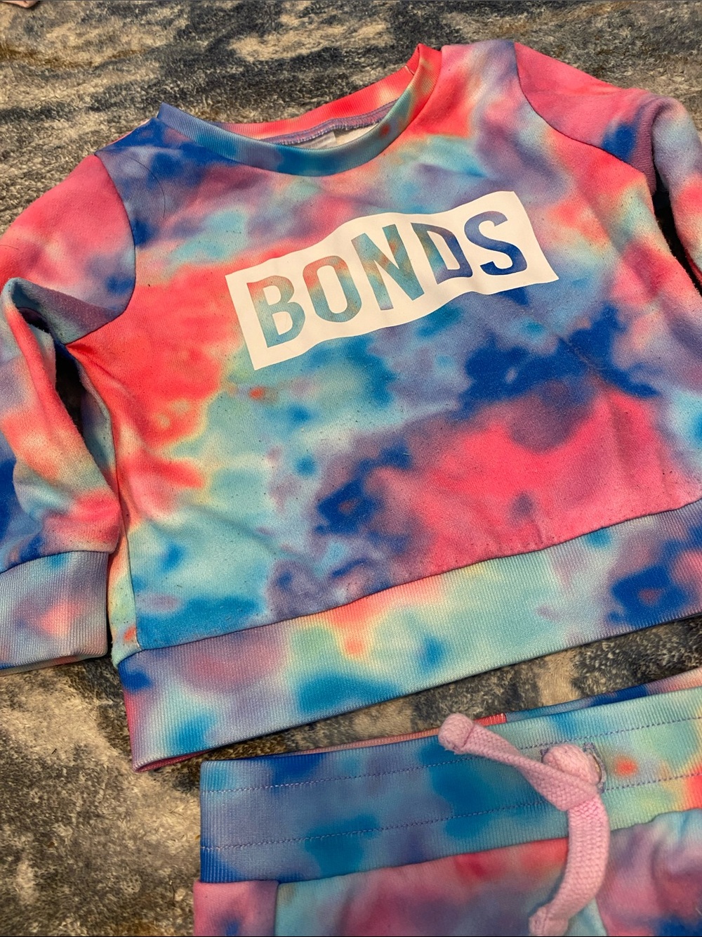 💥 Bonds Set | Tie-Dye Sweatshirt & Joggers - Pink Blue | Size 1 | 12-18 months - Picture 3 of 9